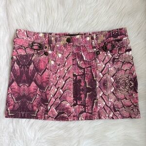 Just cavalli pink snake print cotton vintage mini skirt